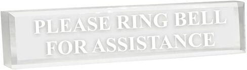 Please Ring Bell for Assistance 2" x 8" Clear Acrylic - Office Desk Accessories Décor in Kuwait