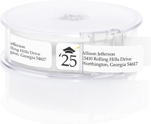Graduation Silver Foil Rolled Address Labels/Roll of 250 Personalized Address Labels/Designer Return Address Stickers in Elegant Plastic Dispenser in Saudi Arabia