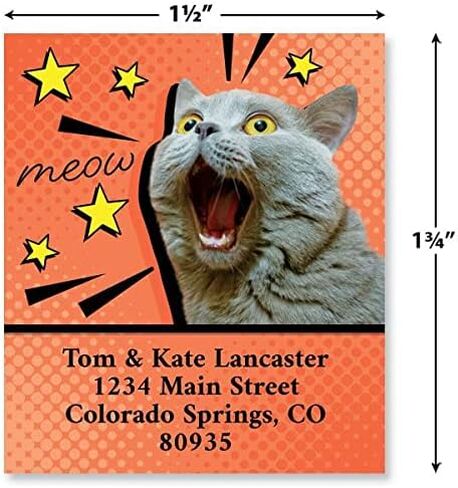 ملصقات عنوان الإرجاع المخصصة من Retro Cat - مجموعة مكونة من 144 قطعة (4 تصميمات)، ذاتية اللصق، ملصقات كبيرة مسطحة مختارة، من Colourful Images in Saudi Arabia