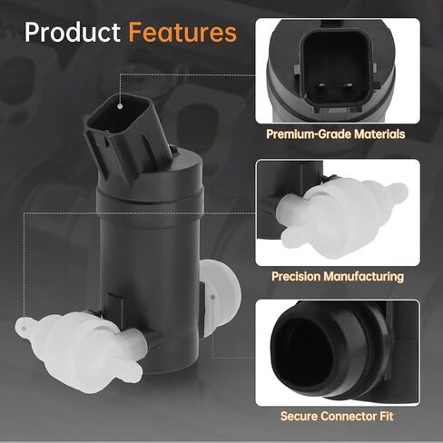 98510-A9000 Windshield Washer Pump Compatible with Kia Sedona 2015-2021 3.3L V6 & Kia Sorento 2016-2020 2.0L 2.4L - Direct Replacement OEM 78413-34000 with Rubber Grommet in Kuwait