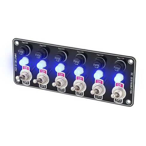 لوحة مفاتيح تبديل 6-Gang - مع مصهر 10 أمبير ومصباح مؤشر، مقاوم للماء والغبار، للسيارات والشاحنات والقوارب والمركبات الترفيهية 12 فولت/24 فولت in Kuwait