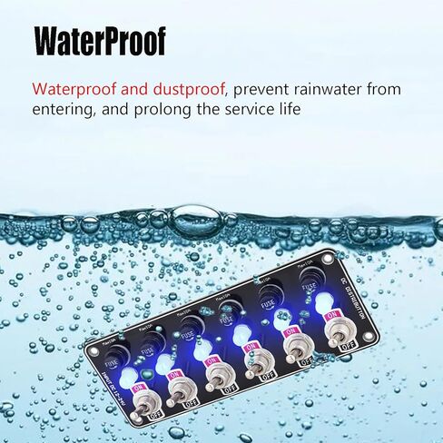 لوحة مفاتيح تبديل 6-Gang - مع مصهر 10 أمبير ومصباح مؤشر، مقاوم للماء والغبار، للسيارات والشاحنات والقوارب والمركبات الترفيهية 12 فولت/24 فولت in Kuwait