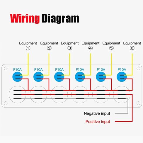 لوحة مفاتيح تبديل 6-Gang - مع مصهر 10 أمبير ومصباح مؤشر، مقاوم للماء والغبار، للسيارات والشاحنات والقوارب والمركبات الترفيهية 12 فولت/24 فولت in Kuwait