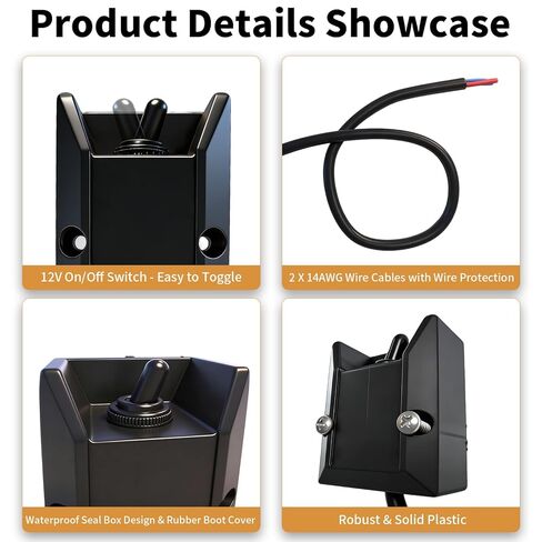 Wired Toggle Switch 12V 30A SPST 2 Pin Waterproof Marine Toggle Switch Panel with 2FT Pre-Wired Heavy Duty ON/Off Latching Rocker Switch for Marine, RV, Car,Boat Electrical Systems,Truck in Kuwait