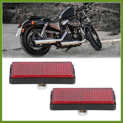 Pair M6x1.0 Red Rectangle Universal Screw Mount Reflective Warning Reflector for Motorcycle Bike 56mm Length Replace Parts Vehicle Components in Saudi Arabia