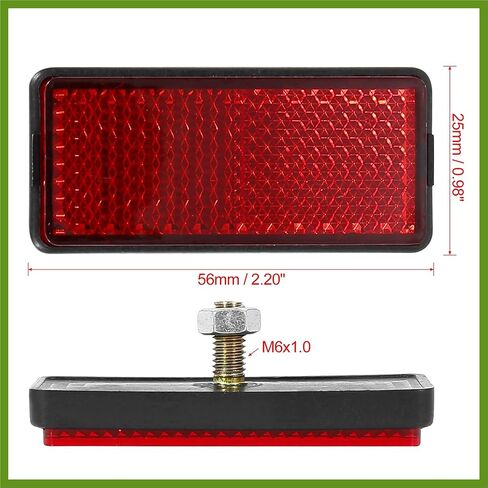 Pair M6x1.0 Red Rectangle Universal Screw Mount Reflective Warning Reflector for Motorcycle Bike 56mm Length Replace Parts Vehicle Components in Saudi Arabia