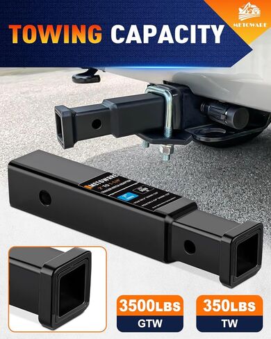 METOWARE Trailer Hitch Receiver Adapter Reducer 2 to 1-1/4 Inch Hitch Adapter, 7 Inch Extension Length with 1/2-Inch Diameter Pin and Clip with 5/8-Inch Adapter, 3,500 lbs GTW in Saudi Arabia