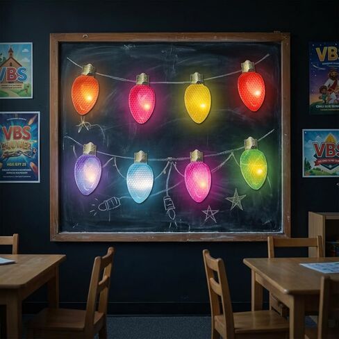 24 Pack VBS Reflective Light Bulb Magnets Sticker Decorations 4 x 2 Inches 2026 Light Themed VBS Cut-Outs Decoration for Stage Wall Door Bulletin Board Window and Night Displays in Kuwait