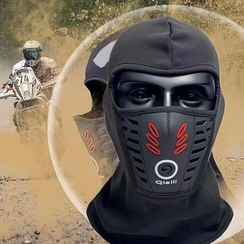 قناع وجه تزلج بالاكلافا، قناع شتوي مقاوم للرياح دافئ بتصميم ثلاثي الأبعاد، باندانا قابلة للتنفس، قناع وجه لراكب الشتاء، للدراجات النارية، أسود in Saudi Arabia