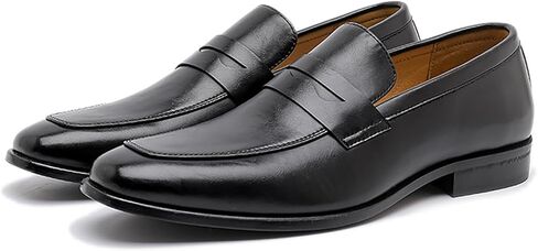 Penny Loafer for Men's Cap Toe Low Heel Comfort Classic Leather Dress Business Formal Shoes with Orthotic-Friendly Insole Fashion Pointed Toe Chunky Heel Wedding Work Tuxedo Shoes in Saudi Arabia