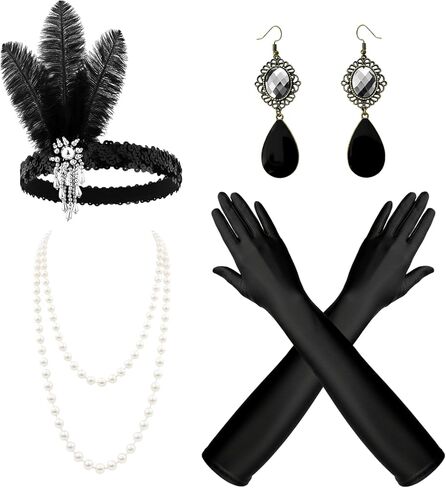 6pcs 1920s Great Gatsby Flapper Accessories Set for Women in Saudi Arabia