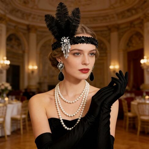 6pcs 1920s Great Gatsby Flapper Accessories Set for Women in Saudi Arabia