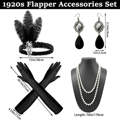 6pcs 1920s Great Gatsby Flapper Accessories Set for Women in Saudi Arabia