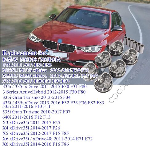 6x Pistons Rings STD 84mm Compatible with B-M-W 335i E90 E91 E92 E93 M135i M235i X3 X4 X5 N55B30#11257610297 11257584125 11257610297 in Saudi Arabia