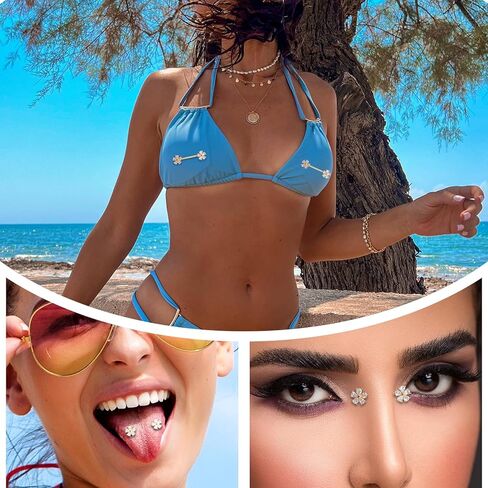 حلقات حلمة الزهرة 14 جرام، مجموعة حلقات اللسان من الفولاذ الجراحي تشيكوسلوفاكيا المتلألئة من الفولاذ الجراحي 316L، مجوهرات خاتم ثقب الحلمة مطلية بالذهب عيار 18 قيراط للنساء والرجال in Saudi Arabia