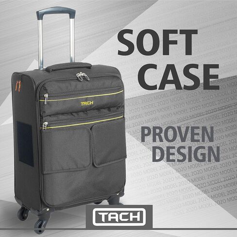 Tach LITE Soft Connectable 3 Piece Luggage Set - 22, 24 & 28 inch Luggage | Carry On, Medium & Large Checked Suitcases | Patented Built-In Connecting System | Rolling Suitcase Links 6 Bags (Black) in Saudi Arabia