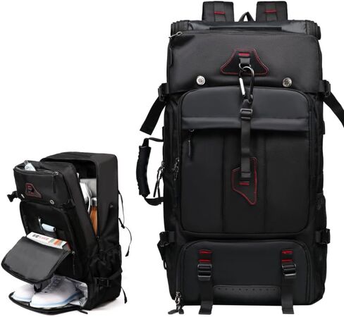Outdoor Travel Backpack,Carry On Backpack Durable Convertible Duffle Bag,for Work&Travel，45L Capacity(Black,Large Size) in Saudi Arabia