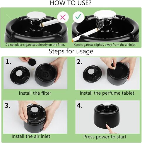 Smokeless Ashtray Indoor,Smoke Removing Ashtray for Home, Office, Car, Indoor and Outdoor Use Clean Air in Saudi Arabia