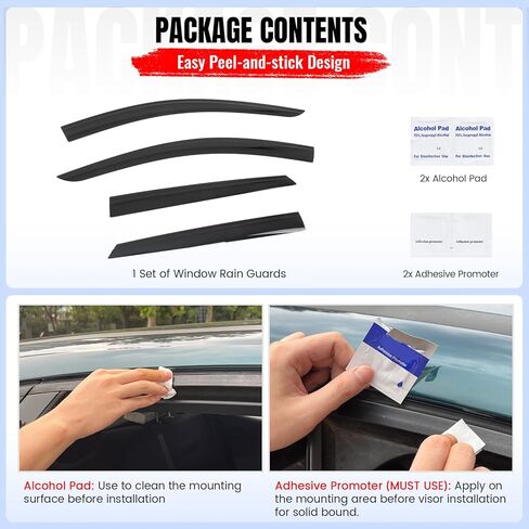 IKON MOTORSPORTS Tape on Low Profile Window Visors, Compatible with 2017-2025 Cadillac XT5, Acrylic Smoke/Tinted Rain Guards, Side Window Wind Deflectors 4PCS in Kuwait