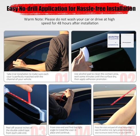 IKON MOTORSPORTS Tape on Low Profile Window Visors, Compatible with 2017-2025 Cadillac XT5, Acrylic Smoke/Tinted Rain Guards, Side Window Wind Deflectors 4PCS in Kuwait