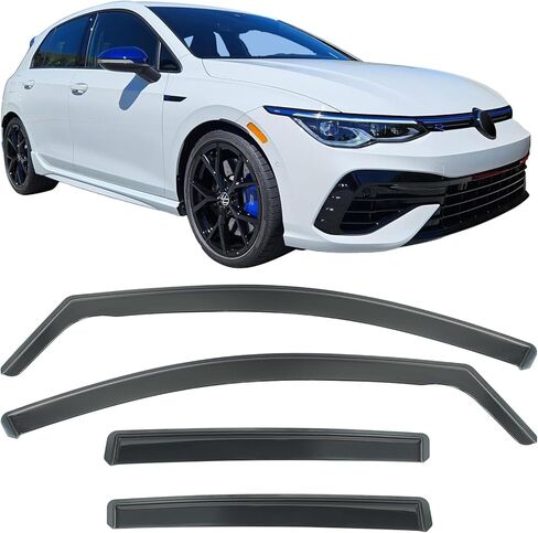IKON MOTORSPORTS in Channel Window Visors Compatible with 2022-2026 VW Volkswagen MK8 Golf GTI & Golf R, PC Polycarbonate Black Rain Guards, Side Window Wind Deflectors 4PCS in Kuwait