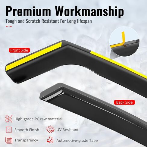 IKON MOTORSPORTS in Channel Window Visors Compatible with 2022-2026 VW Volkswagen MK8 Golf GTI & Golf R, PC Polycarbonate Black Rain Guards, Side Window Wind Deflectors 4PCS in Kuwait