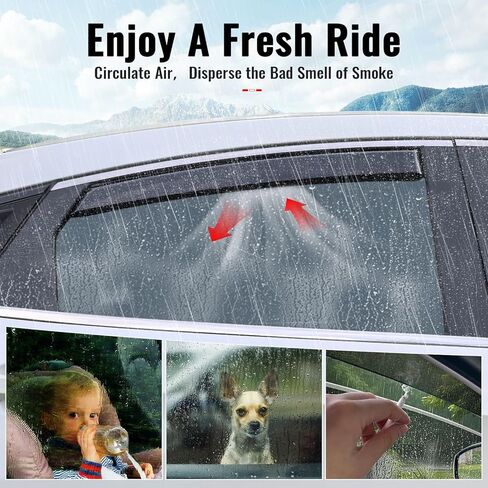 IKON MOTORSPORTS in Channel Window Visors Compatible with 2022-2026 VW Volkswagen MK8 Golf GTI & Golf R, PC Polycarbonate Black Rain Guards, Side Window Wind Deflectors 4PCS in Kuwait