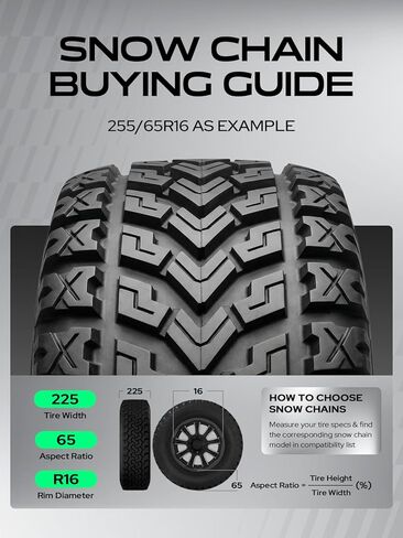 YHTAUTO مجموعة من سلسلتي ثلج 12 مم تناسب 175R14 185/70R14 185/65R15 195/60R15 شاحنة بيك اب SUV سلاسل إطارات سيارات الركاب، تركيب سريع، جر مضاد للانزلاق في الثلج والطين والرمل in Saudi Arabia