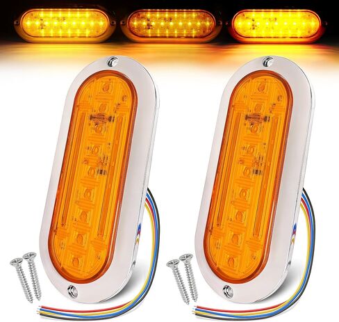 MADCATZ 2 قطعة من ضوء ستروب LED بيضاوي أحمر 6 بوصة، 21 مصباح LED مع أوضاع عالية/منخفضة/فلاش 4 أسلاك مع إطار من الكروم إيقاف تشغيل ضوء الفرامل لشاحنة مقطورة بيك اب، 12 فولت - 24 فولت in Saudi Arabia