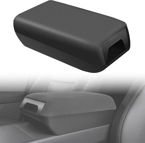 2025 2026 Tesla Raised Center Console Armrest Compatible with Model Y Juniper Model 3 Highland，Flannel Material with Layered Storage Compartment，Tesla Accessories Interior Organizers Black in Kuwait