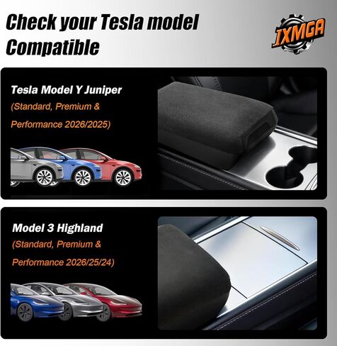 2025 2026 Tesla Raised Center Console Armrest Compatible with Model Y Juniper Model 3 Highland，Flannel Material with Layered Storage Compartment，Tesla Accessories Interior Organizers Black in Kuwait