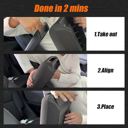 2025 2026 Tesla Raised Center Console Armrest Compatible with Model Y Juniper Model 3 Highland，Flannel Material with Layered Storage Compartment，Tesla Accessories Interior Organizers Black in Kuwait