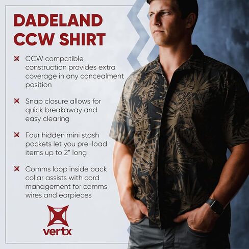 Vertx Dadeland CCW Mens Concealed Carry Tactical Shirt, Stretch Fabric for Outdoors, Relaxed-Fit in Saudi Arabia