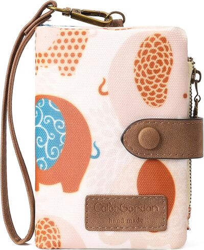 Small Wallet Women Bifold Card Holder Cute Wristlet with Zipper Coin Pocket ID Window in Kuwait