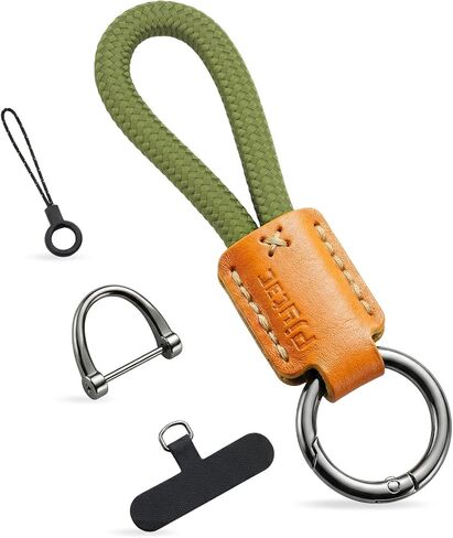 سلسلة مفاتيح جلدية لمفاتيح السيارة، سلسلة مفاتيح مع حلقة مفاتيح على شكل حرف D مضادة للفقدان، هدية إكسسوارات مفاتيح السيارة للرجال والنساء in Kuwait