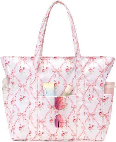 Octsky Large Beach Tote Bag Women Waterproof Sandproof Pool Bag with Zipper for Beach Gym Travel in Kuwait