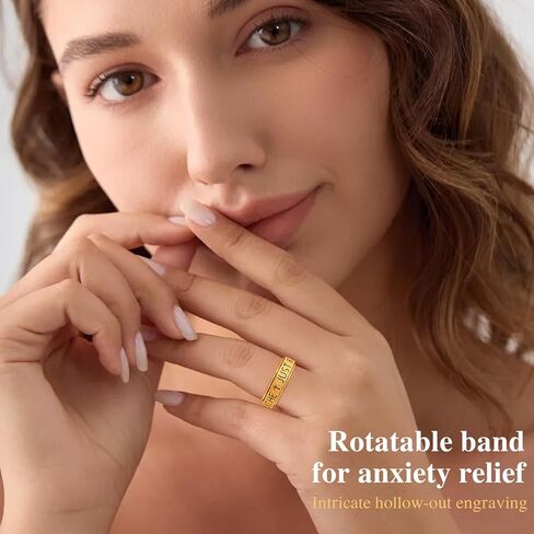 OreilleStar Fidget Anxiety Ring for Women: Just Breathe Spinner Ring Stainless Steel Stress Relief Silver Gold Plated Band Style in Saudi Arabia