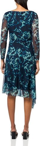 Jessica Howard Women's 3/4 Sleeve Boat Neck Printed Mesh Twist Waist Dress in Saudi Arabia