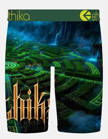 Ethika Men’s Boxer Brief, Knee Length, 4-Way Stretch Performance Underwear with Graphic Prints - Labyrinth in Saudi Arabia