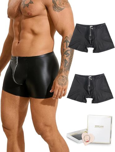 شورتات ملاكم جلدية من Comeondear Men's Faux Boxer Bulge Babous Bats Brace Black بالإضافة in Kuwait
