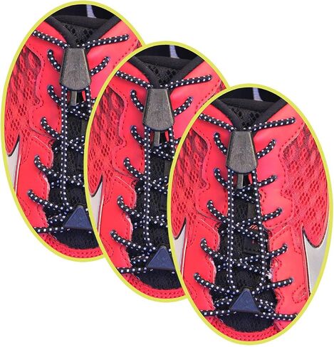 Yankz! Laces - Elastic No Tie Shoelaces, One Size Fits All, No Tie Shoe Laces (Pack of 3 Pairs) in Saudi Arabia