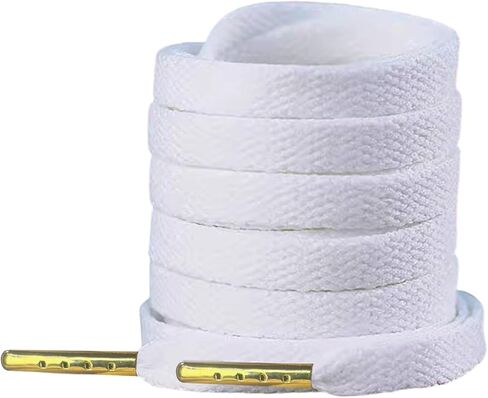 أربطة أحذية فاخرة بأطراف معدنية ذهبية، مضفرة مستديرة، أبيض، أسود، in Kuwait