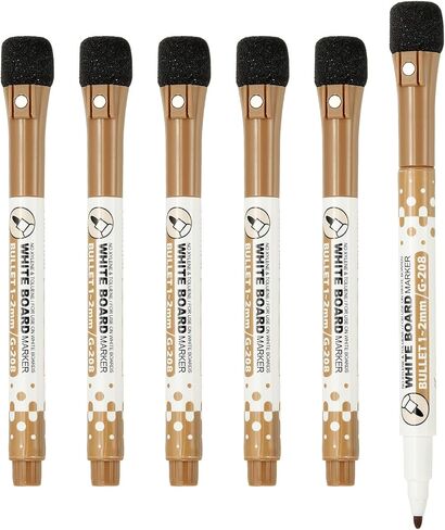 PATIKIL Magnetic Whiteboard Pen, Fine Tip Dry Erase Orange White Board Markers with Eraser Whiteboard Calendar Supplies for Classroom Office, 6 Pcs, 1-2mm Tip in Saudi Arabia