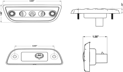 مصباح تحديد الكابينة LED شبه منحرف ProFleet، 3 مصابيح LED كهرمانية، عدسة كهرمانية، متوافق مع DOT in Kuwait