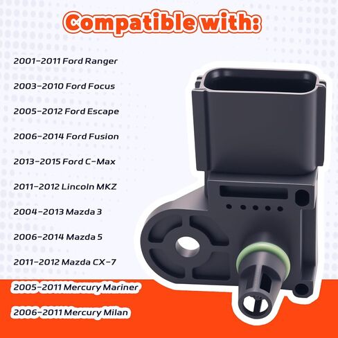 1F2018211 مستشعر الضغط المطلق المنوع - دقة عالية واستجابة سريعة، متوافق مع 2004-2013 Mazda 3 2006-2014 Mazda 5 2001-2011 Ford Ranger 2003-2010 Focus 2006-2014 Fusion in Saudi Arabia