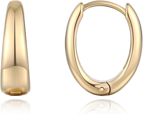 Rhinelife Gold Oval Hoop Earrings for Women, 18K Real Gold PVD Plated Hypoallergenic Earrings for Sensitive Skin, Lightweight Everyday Jewelry Gift for Her in Saudi Arabia