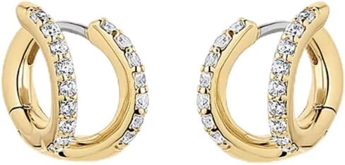 gorjana - Shimmer Double Huggies 3/8" - 18k Gold Plated - Cubic Zirconia - Illusion of Multiplicity - Women - Everyday Wear - Illusion of multiple piercings - in Saudi Arabia