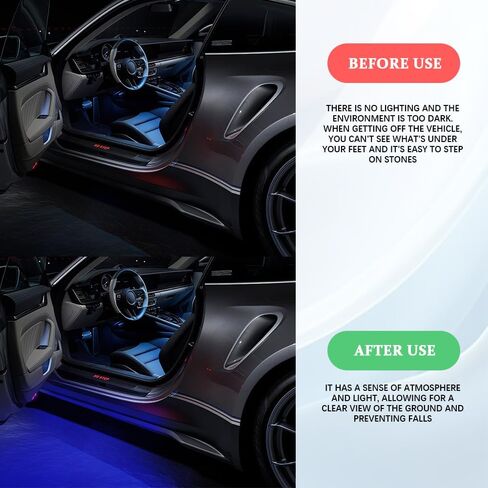 2PCS Car LED Lights Interior Wireless, Car Door Lights, 7 Colors LED Sill Interior Courtesy Lighting, USB Rechargeable Auto Interior Ambient Sensing Welcome Lamps Universal for Most Vehicles in Saudi Arabia