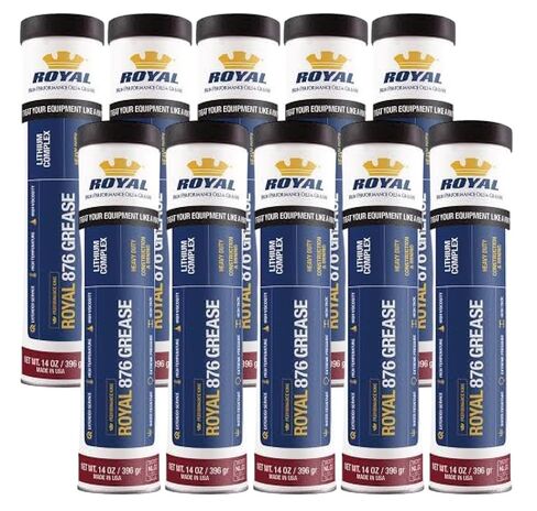 ROYAL 876 Lithium Complex #2 Grease, Heavy-Duty EP Grease for Construction, Mining, Automotive and Farming Equipment, Water Resistant, High Load Capacity, Made in USA, 14 oz Tube (Pack of 10) in Saudi Arabia