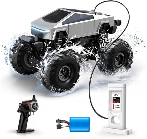شاحنة مونستر بجهاز تحكم عن بعد مع قاعدة شحن، سيارة برمائية تعمل بالتحكم عن بعد 1:18 رباعية الدفع - دوران 360 درجة ووقوف بنقرة واحدة، لعبة مقاومة للماء على الطرق الوعرة بتردد 2.4 جيجا هرتز للأطفال الأولاد في أعياد الميلاد بعمر 6 سنوات فما فوق in Kuwait